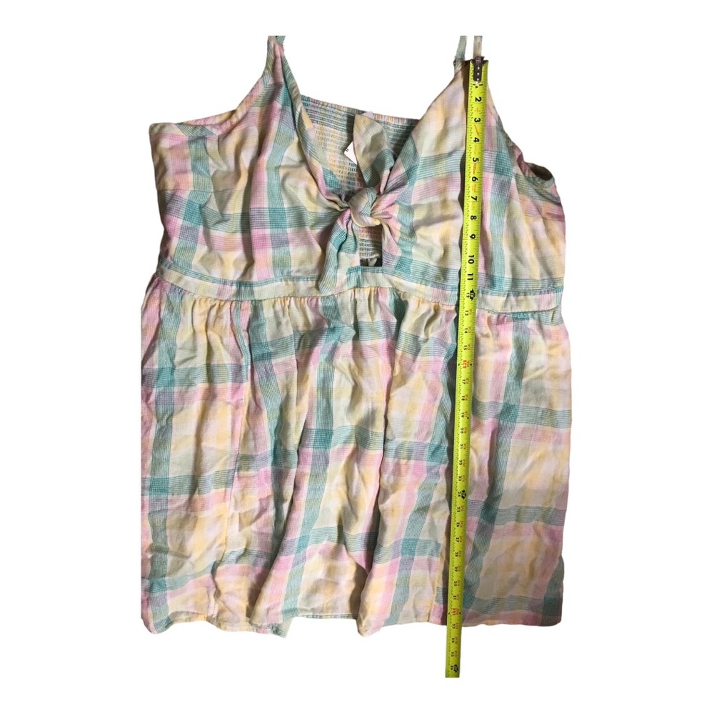 Green madras Fit & Flare Tie-Front Smocked Printed flowy tunic Dress size 4X new - Picture 8 of 8